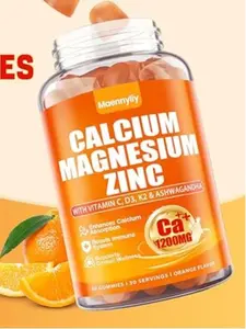 1200mg Calcium with Vitamin D3 Gummies for Adults Calcium Citrate with Vitamin D3 K2 Magnesium Zinc Boron Copper Ashwagandha Extra Absorption Bone Strength Teeth Joint and Muscle Support Supplement for Women Men 90 Count