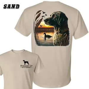 Straight Up Southern T-Shirt - Featuring A Hunting Dog And Sunset Scene , Rustic Outdoor-Themed Apparel , Casual Wear For Men And Women , Perfect For Hunting Enthusiasts And Nature Lovers Menswear, Trending Shirt