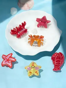 6pcs Cute Ocean Animal Hair Clips, Sweet Starfish Crab Lobster Hair Claw, Side Bangs Bobble Shark Clip, Summer Beach Vacation Accessories