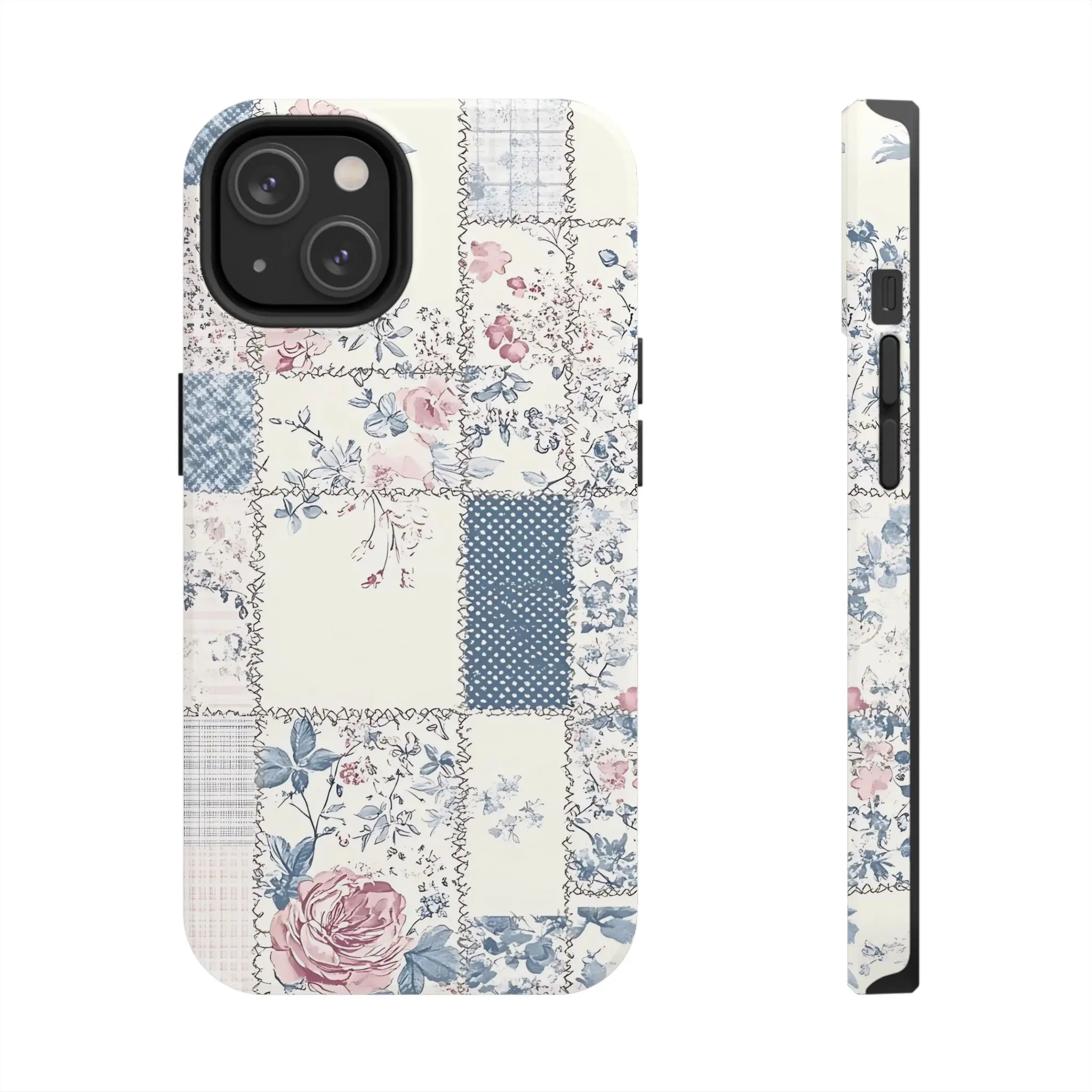 Phone Cases, Vintage Floral Phone Case for Samsung and iPhone 17, 16, 15, 14, 13, 12, 11 Pro Max, X, XR, XS Max, 8, And 7 Plus| Stylish Flower Patchwork Quilt Design| Protective Cellphone Cover for Women| Unique Gift for Her| Retro Floral Design,