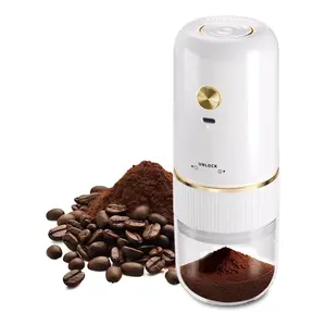 Portable Electric Coffee Grinder, Automatic Coffee Grinder with USB Type-C wireless charging design, Adjustable Coarse to Fine for coffee beans, grains, cleaning brush + cable Includes
