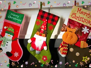 3PCS! Limited Time! Huge! Good quality! 18inches! Super Colorful Decorative Christmas Stockings - Large! 18 inches long! Super Stuffers! Gifts Traditional Ornaments Decoration