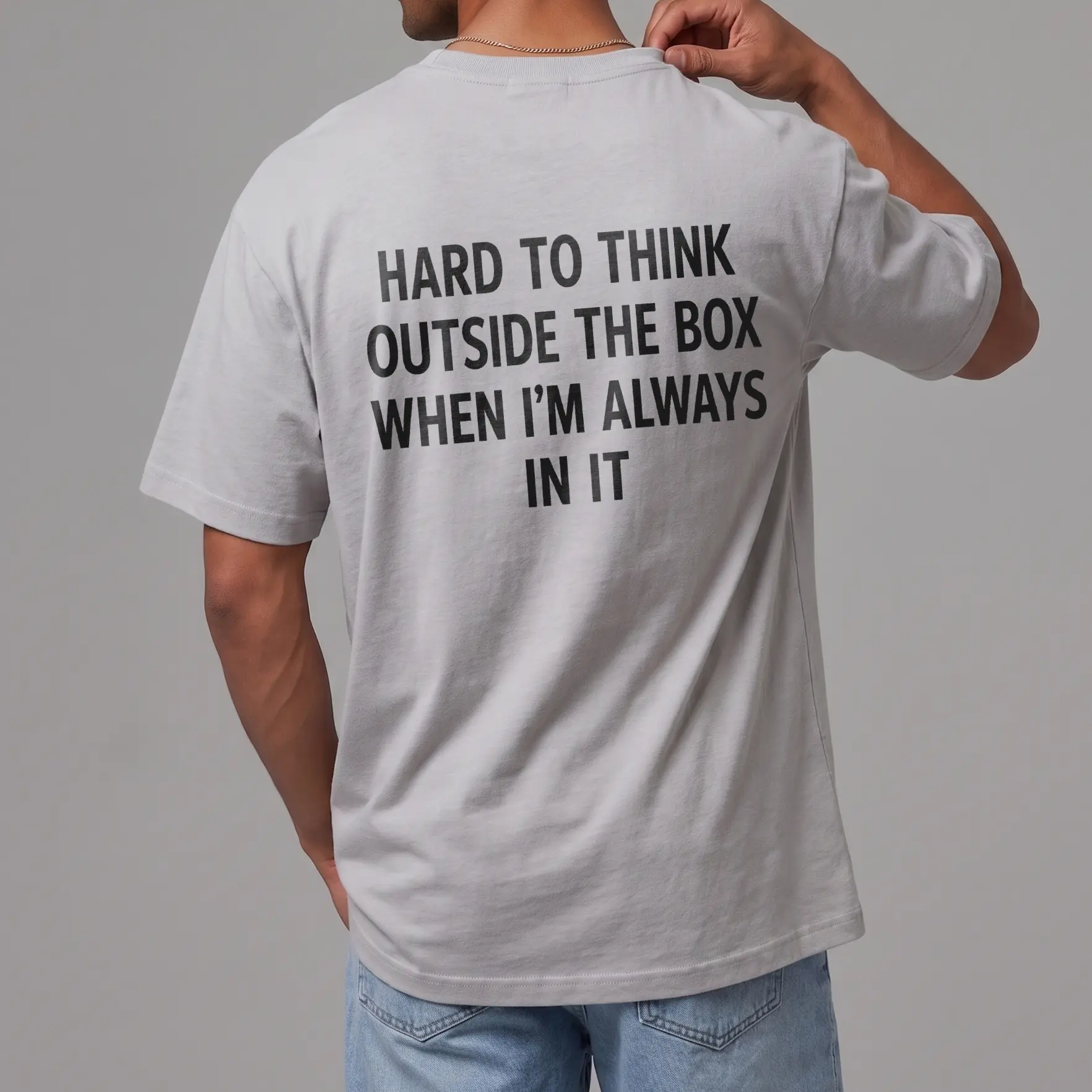 BojjiCo Hard To Think Outside The Box When I'm Always In It Sarcastic Meme T-Shirt For Men Women Casual Minimalist Funny Graphic Tee Cotton Streetwear Y2K Everyday Wear OOTD Gen Z Humor Shirt