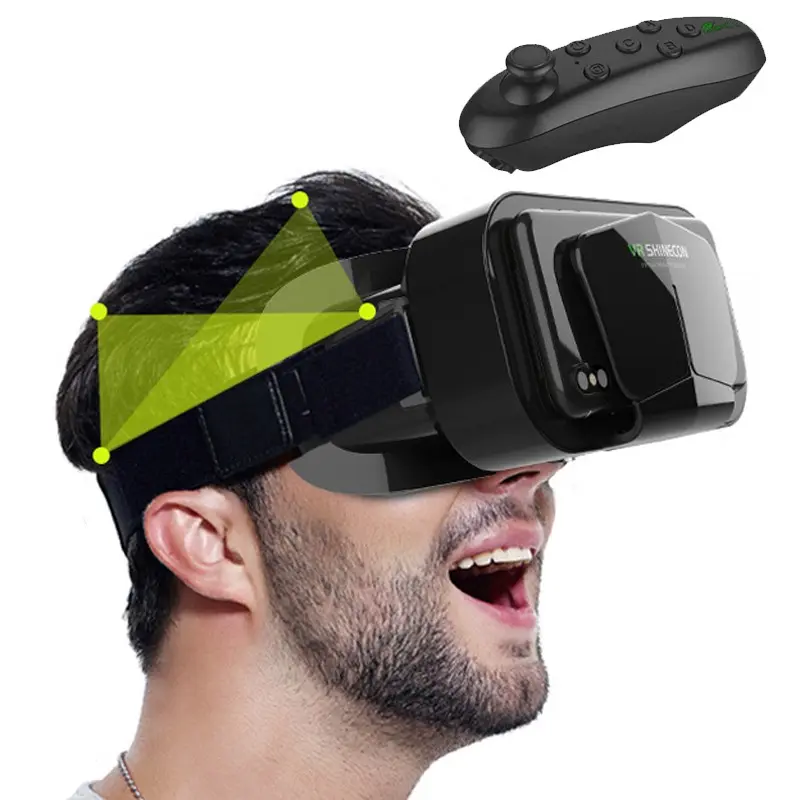 Shinecon Virtual Reality Viar 3D VR Glasses Device Helmet Lenses Headset Goggle Smart For Smartphone Cell Phone Mobile Realidade Controller Wearable Devices wearable movie game film VR Goggles