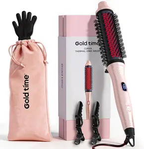 Blowout Wavy Boost 1.5 inch Heated Round Brush,Thermal Brush,Dual Voltage, Pink, Less Damage, Hair Heated Curler Brush,Negative Ions Single,for wavy hair,hairstyling,long-lasting wave,Detangler Straightening,summer vibes,Crimper Curling Irons