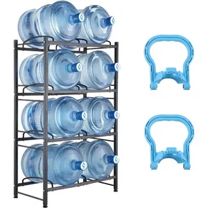 VEVOR 5 Gallon Water Jug Holder, 3 Tiers Double Row Heavy Duty Water Bottle Rack with 6 Slots, Detachable Water Jug Stand for Kitchen, Office, Living Room - Silver