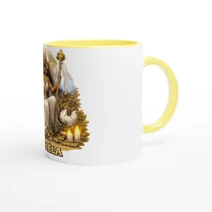 Orisha Ayelela Ceramic Mug – White 11oz with Vibrant Color Accents