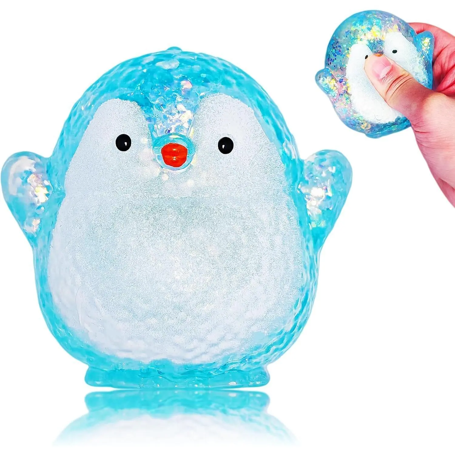 1Pcs Blue Penguin Sugar Stress Ball, Character Squishy Stress Relief Toy - Soft Cute Animal Anxiety Fidget Toy for Kids, Birthday Classroom Prizes, Character Squishy Stress Relief Toys, Anxiety Fidget Stress Relief Toys