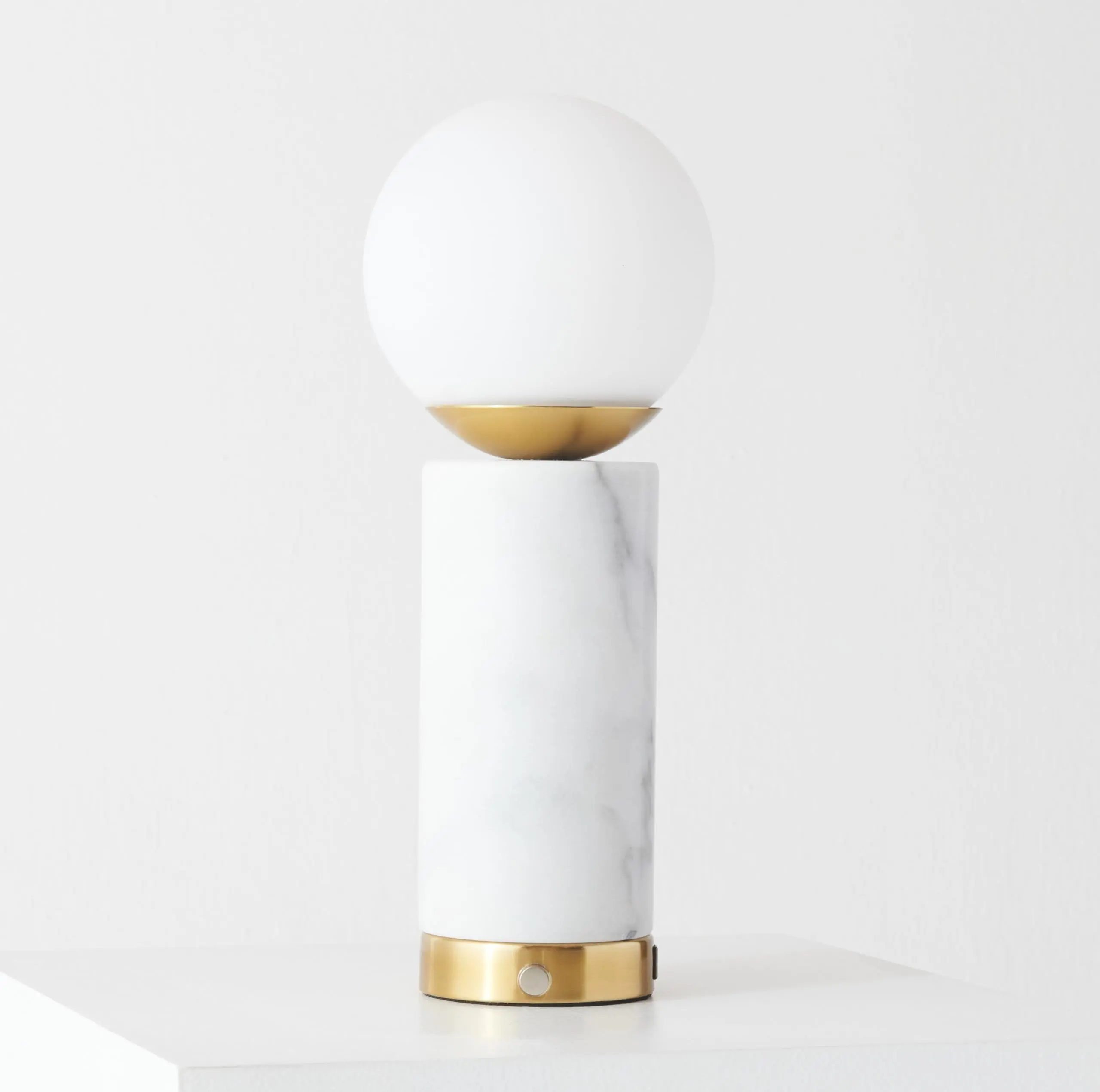 Brightech Aspen LED Table Lamp - USB Port Bedside Reading & Desk Lamp with Ambient Lighting - Marble Finish Globe Shade