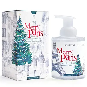 ROMIIE ZOI Christmas Foaming Hand Soap with Gift Box - Merry Paris, Infused with Cedar & Juniper Aroma - 500ml/ 16.8 fl. oz Floral Nail