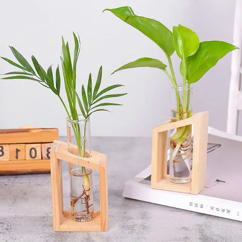 Ivolador Test Tube Glass Plant Terrarium Container Perfect for Propagating Hydroponic Plants Home Office Garden Decor Wedding (House - Brown)