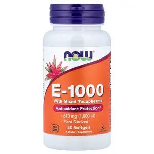 NOW Foods E-1000 with Mixed Tocopherols, 670 mg (1,000 IU), 50 Softgels
