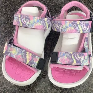 Girls' Summer Beach Strapy Open Toe Two Strap Double Buckle Sandals with Dual Buckle Design, Sporty Style, Textile Material, Eva Sole, Anti-Slip, Durable, Reusable