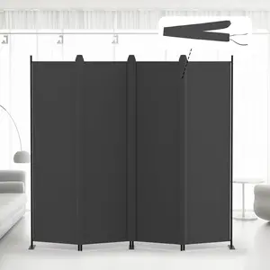 4 Panel Room Divider, 6FT Tall Folding  Screen Wall Dividers, Portable  Screen Freestanding Room Divider for Room Separation, Included - Cover Strips, Grey, 88''W x 71''H