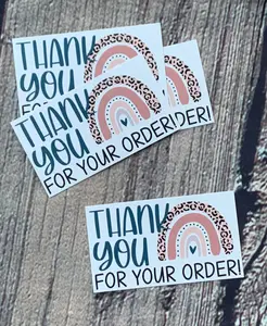 Leopard rainbow 2x3.5 inch thank you cards
