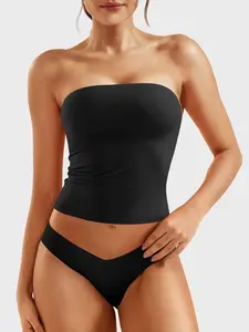 Women's Sexy Strapless Tube Top, Solid Color, Stretchy Crop Top, Slim Fit, Breathable Fabric, All-Season Fashion Essential, Underwear