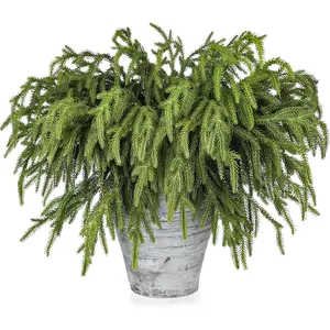 Artgar 12 Pcs Pine Branches - 18 Inch Artificial Pine Branches - Green Pine Stem - Real Touch Pine Branches - Christmas Greenery Pine Branches for DIY Flower Arrangement Home Indoor Christmas Decor