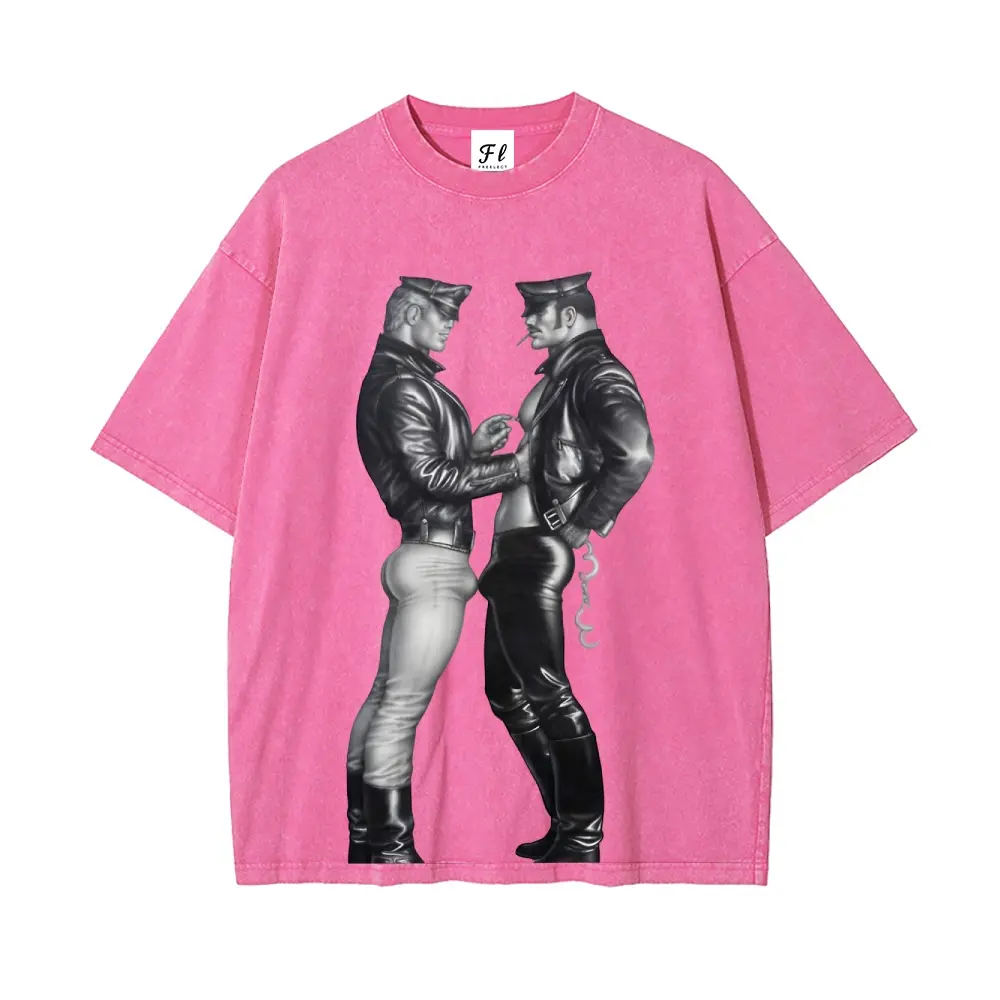 Men's Vintage Washed Tom of Finland Graphic Streetwear T-Shirt, Soft Distressed Cotton Top, Relaxed Fit Retro Bold Artistry Casual Short-Sleeve Tee, Tshirt