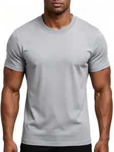 Men's Bamboo Cotton Short-Sleeve Round Neck T-Shirt - Cooling, Breathable, Quick-Drying, Minimalist Casual Menswear Top, Shortsleeve
