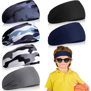 L-HDW003 6 Pcs Sweatbands for Kids Soccer Headbands Boys for Sports Breathable Sweat Wicking Headband for Kids Athletic Baseball Football Youth 5-15 Years Old