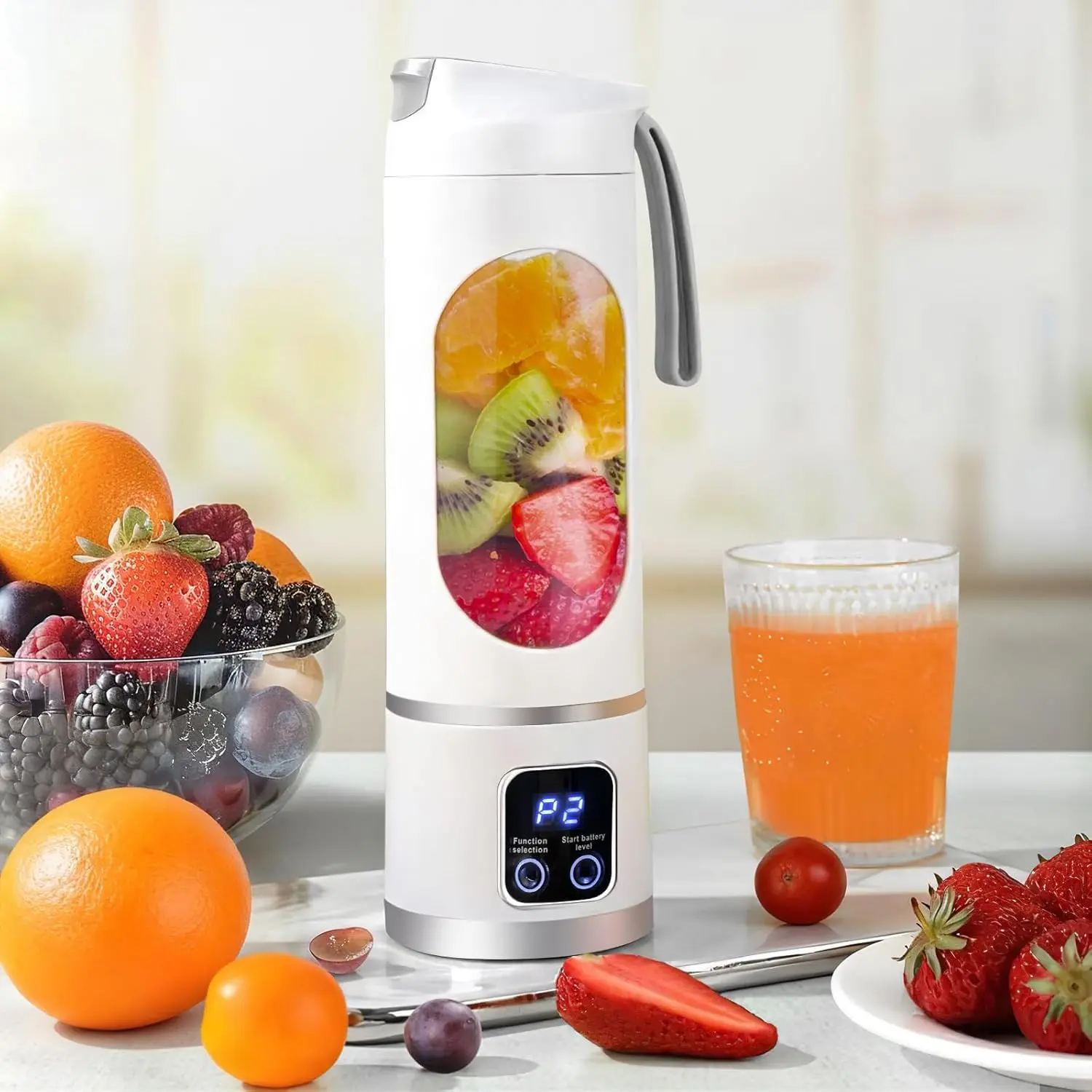 EASYSPEED Compact Personal Blender for Shakes - 500ML USB-C Port Stainless Steel 12-Blade Health Blender, Lightweight BPA-Free Leakproof Lid Juicer Cup for Travel Enthusiasts, Kitchen Utensil, Smoothie Mixer