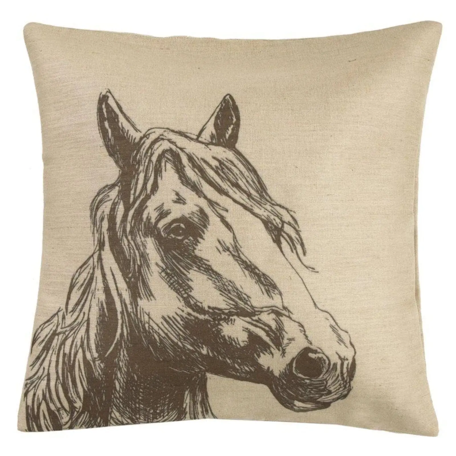 Burlap Horse Head Throw Pillow