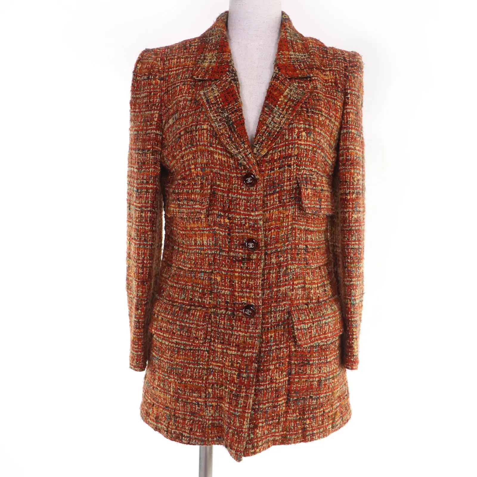 Pre-owned CHANEL Wool Small Leather Goods Tweed Acrylic Jacket