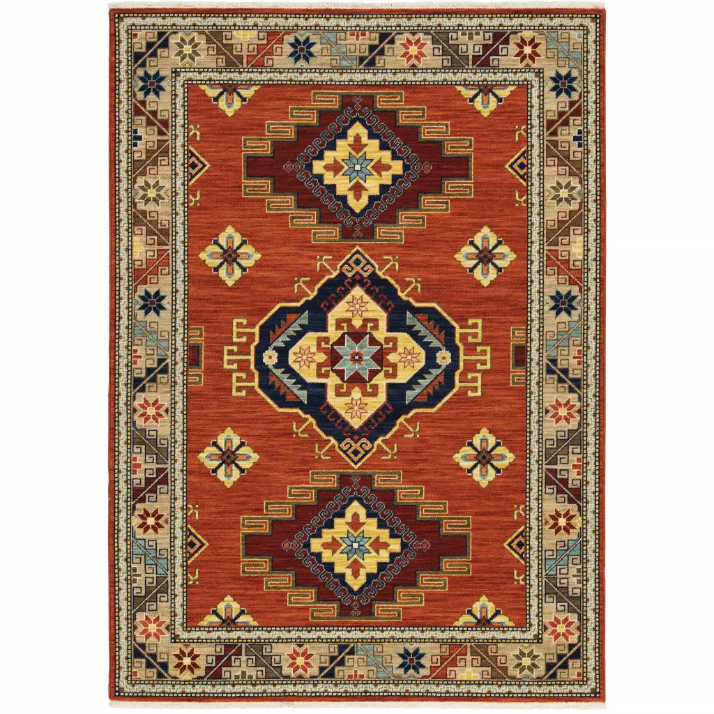 HomeRoots 509257 Non-Customised Indoor 5' x 8' Oriental Power-Loom Fringed Area Rug - Multi-Color, CPSC-16 CFR 1630 Compliant, Fade-Resistant, Stain-Resistant