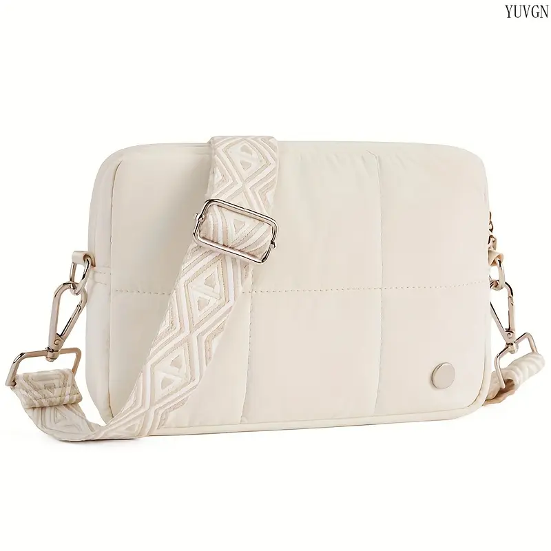 Quilted Padded Crossbody Bag - Gym-Style Shoulder Purse with Zipper Closure, Versatile Sports Outdoor Travel Sling Bag for Phone, Keys & Daily Essentials Storage, Gym-Style Shoulder Bags