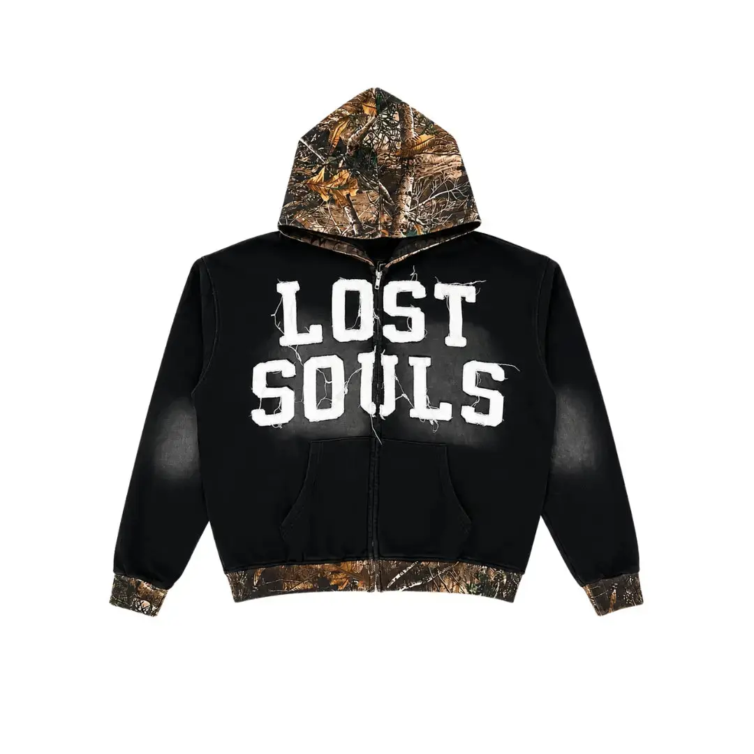 Black Wash Camo Being Alone Inspired Me Zip-Up