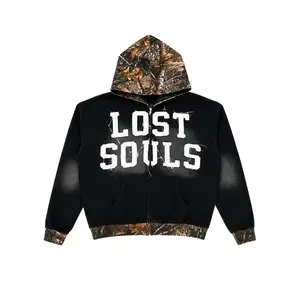 Black Wash Camo Being Alone Inspired Me Zip-Up