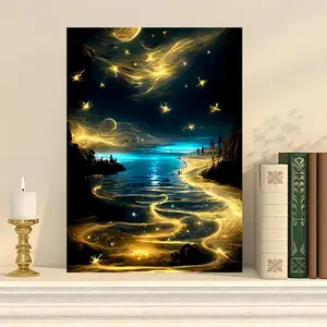 Paper Jigsaw Puzzle, Starry Night Luminous Flow Sand Moon Puzzle, Brain Challenge Game, DIY Home Decor, Gift for Adults & Teens