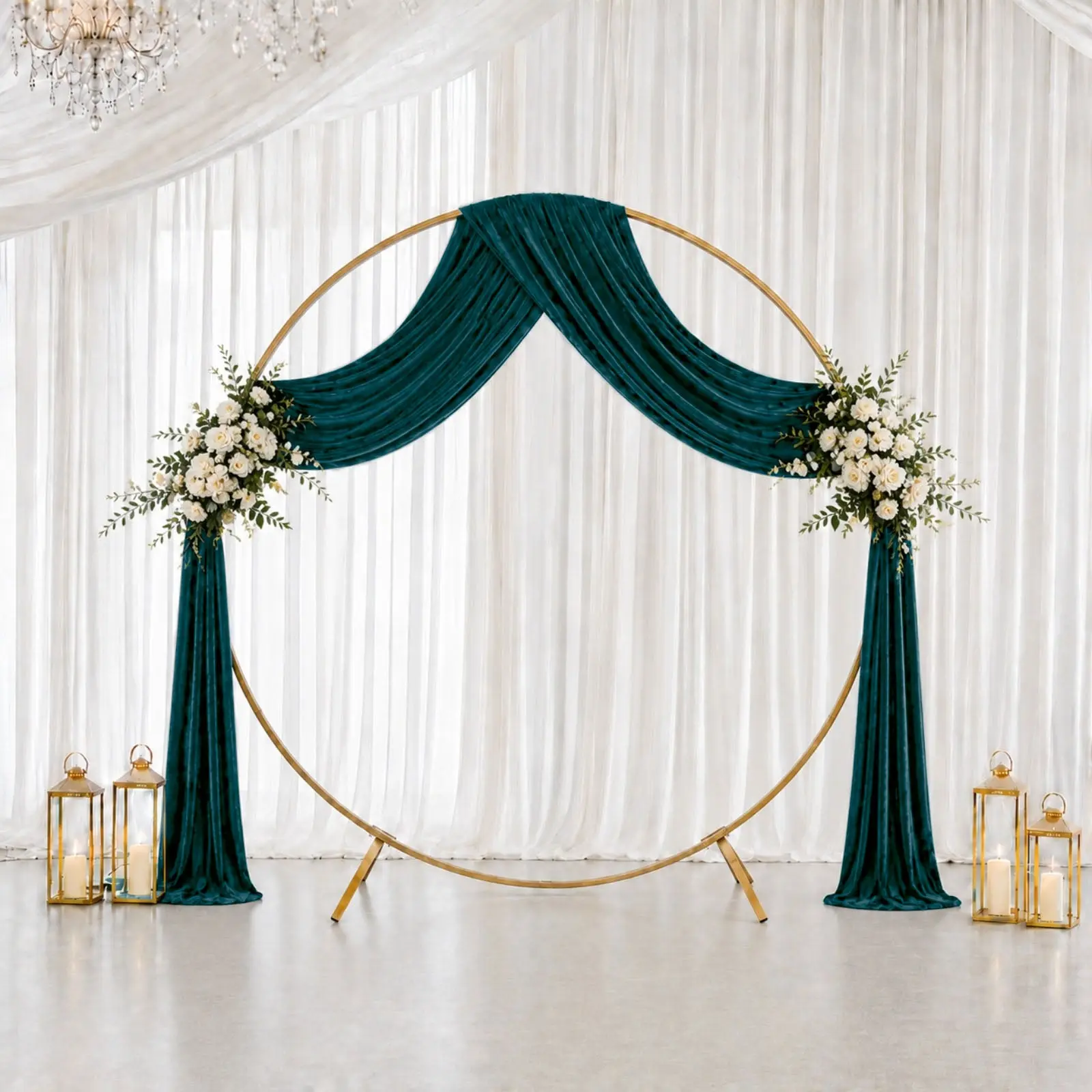 Hunter Emerald Green Premium Crushed Velvet Backdrop Curtain 5ft x 18ft – Ceiling Drapery Panel & Wedding Backdrop with Rod Pocket, 70% Blackout