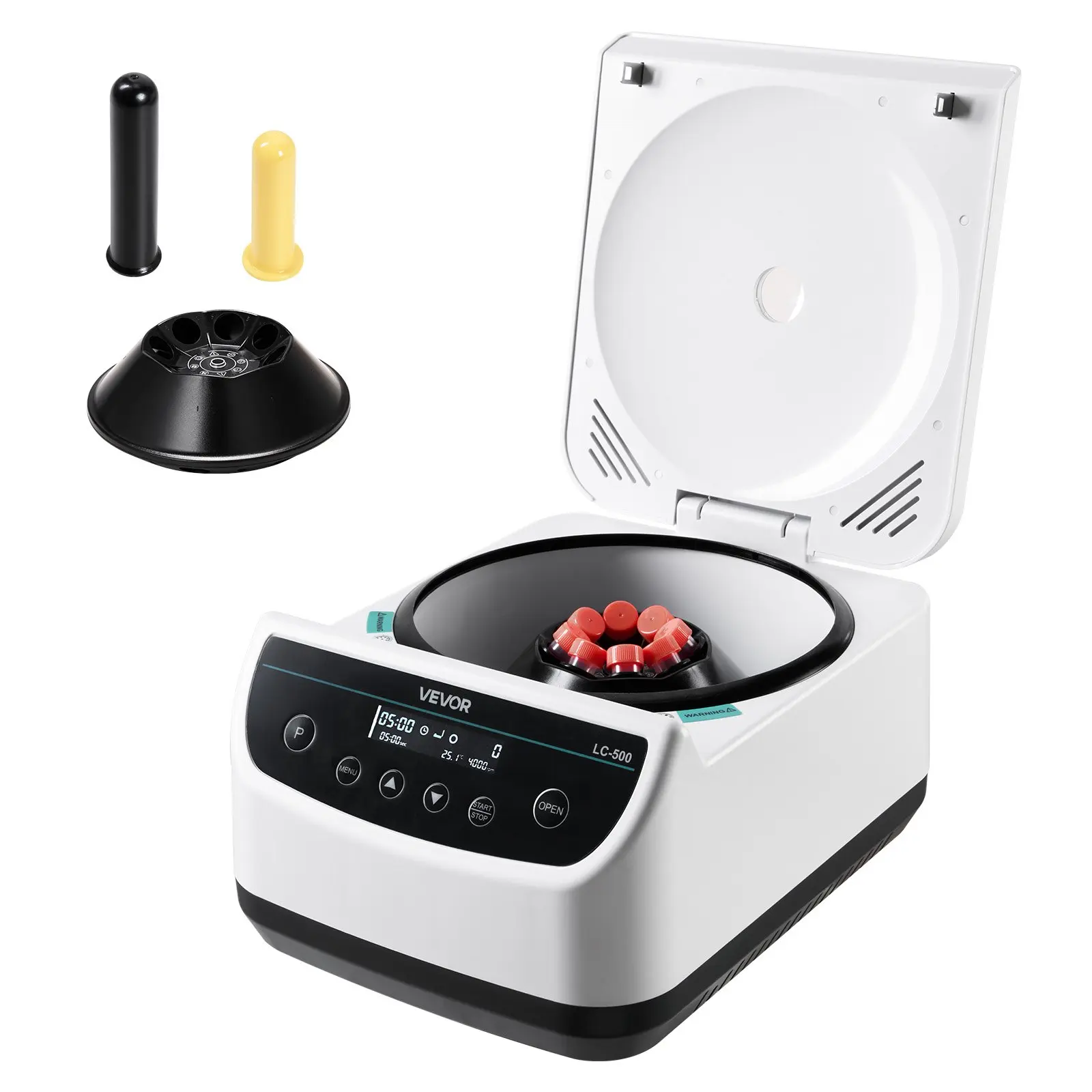 【Summerfinds】VEVOR Electric Laboratory Centrifuge Machine - 500-4000rpm Low Speed, 100-1900xg RCF, Push Button, Transparent Top, Stable, 1 Rotor for 2/5/10/15ml Tubes, Timer-Equipped, Ideal for Biology Healthcare & Key Labs, 380 X 290 X 200 Mm, Plastic+St