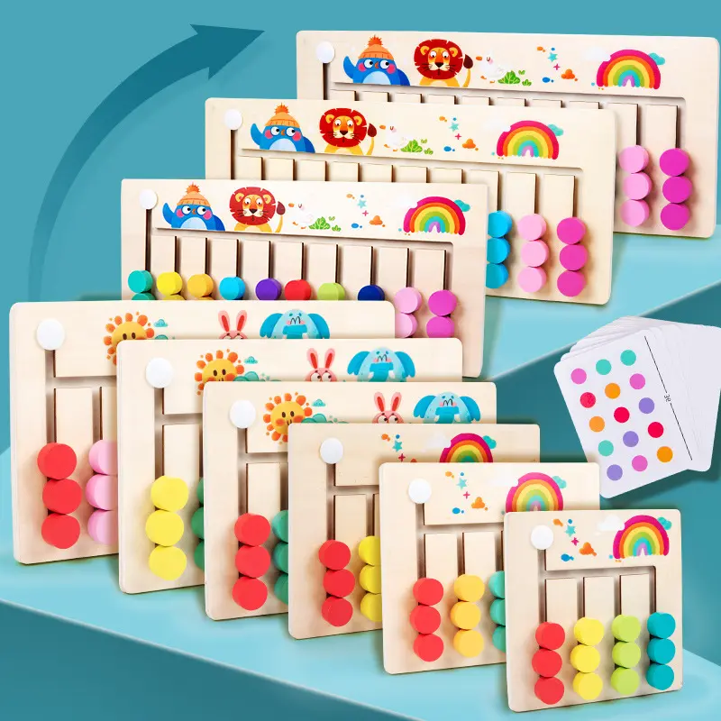 Children's wooden early education multi-color game with color classification, advanced movement game, and logic thinking training toy