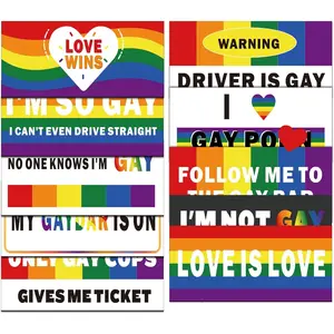10 Pack Magnetic Bumper Decals Funny Bumper Stickers Rainbow Car Decals Prank Car Stickers Gay Pride Magnets for Vehicles Truck Car Refrigerator