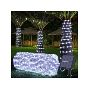 Solar Rope Lights 1 PACK, 33ft 100LED Solar String Lights, 8 Modes Waterproof Solar Powered Outdoor Light, Flexible Clear Tube Light For Garden, Backyard, Patio, Deck, Porch, Pool, Tree Decorative