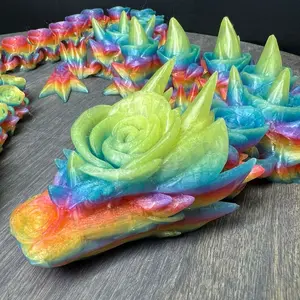 Jumbo Articulated Rose Dragon 3d printed figurine decor Multicolor Ornaments