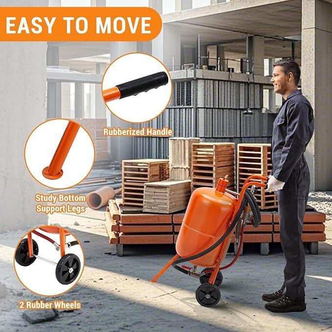 10 Gallon Sand Blasting Machine, 125 Psi Pressure Air Sand Blasting Kit w/4 Ceramic Nozzles & Oil-Water Separator, for Stain Removal Paint Handheld Compressor Tool