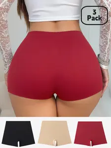 Women's High Waisted Seamless Briefs, Casual Sporty Comfort Fit, Perfect Innerwear for All Seasons, 3 Pack