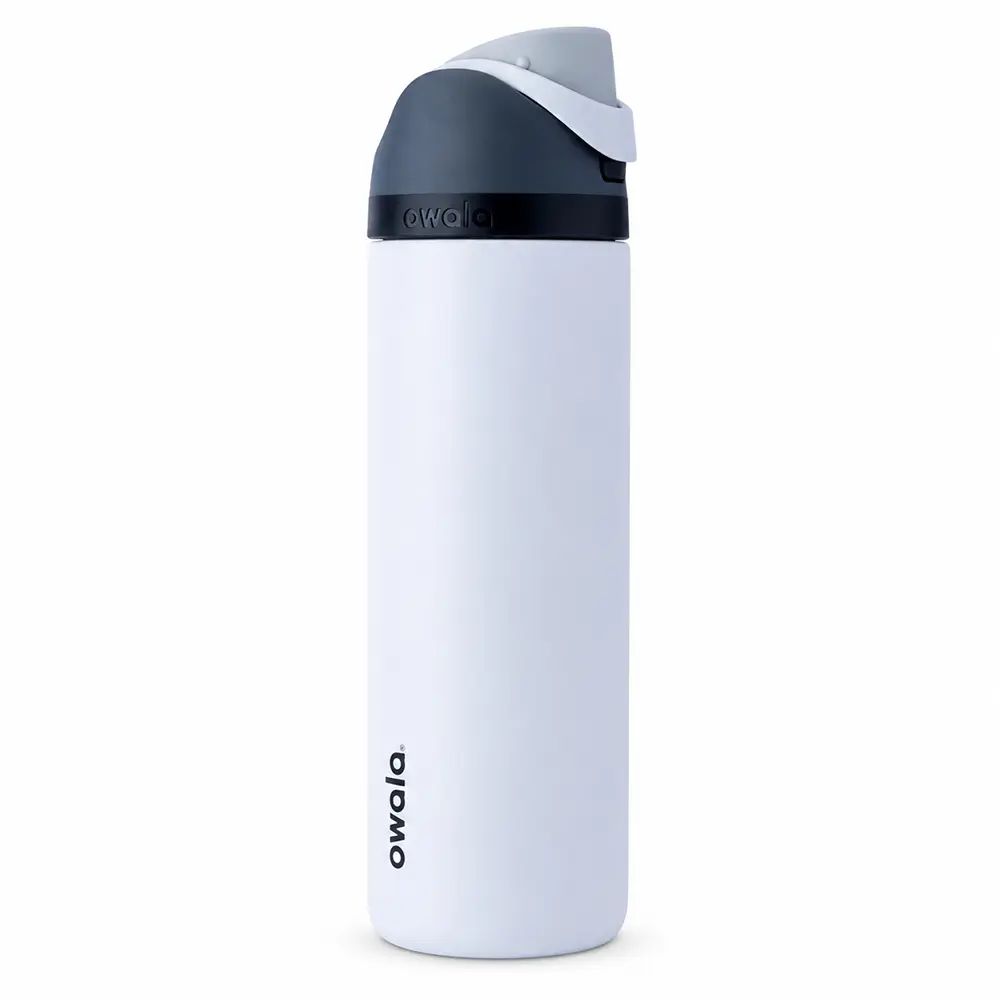 Owala FreeSip Ice Blue & Navy Stainless Steel Water Bottle – Pale Periwinkle Insulated Bottle with Built-In Straw & Leakproof Lid