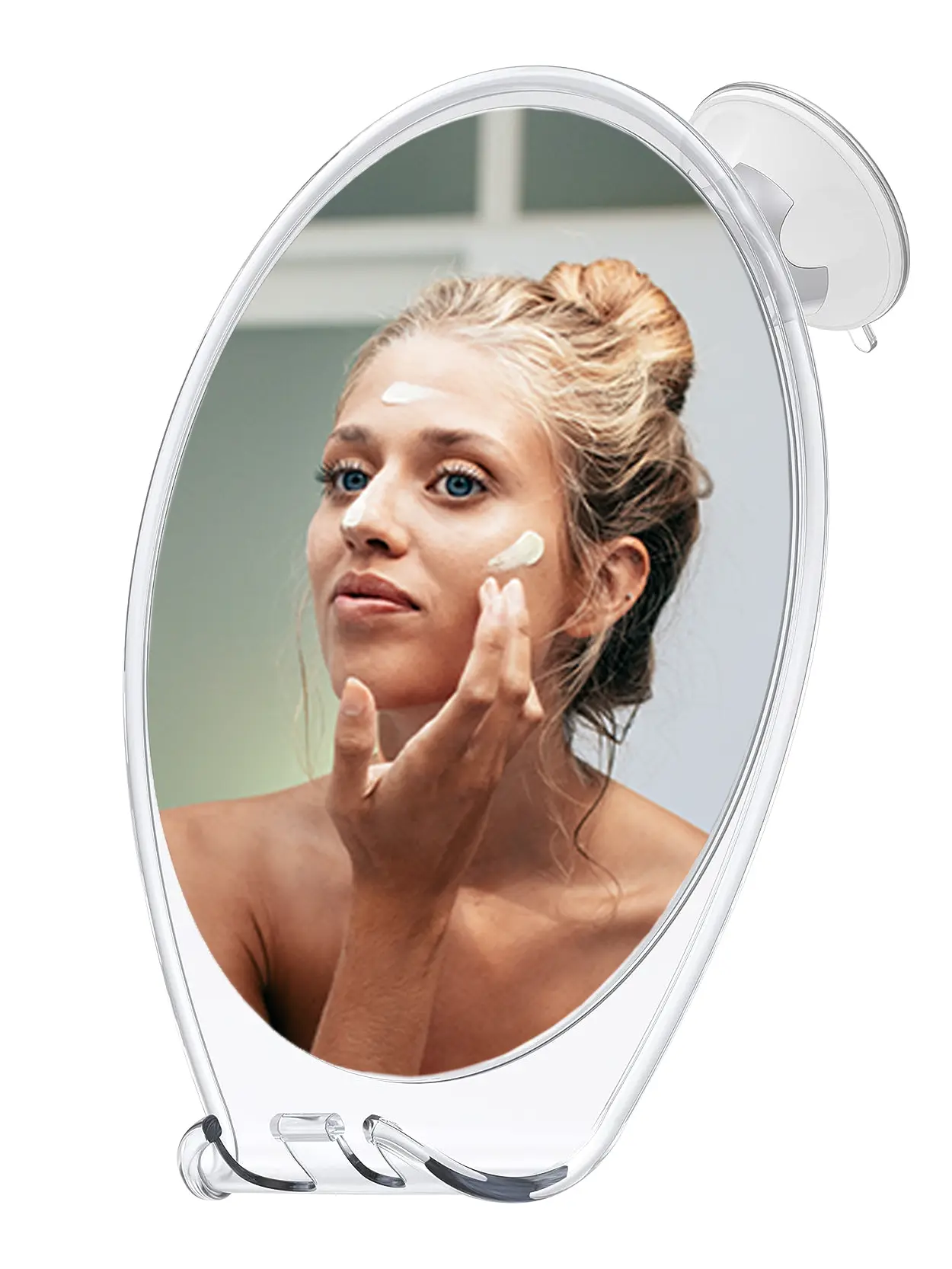 HONEYBULL Fogless Shower Mirror for Shaving - with Suction, Razor Holder & Swivel, Small Mirror, Accessories, Bathroom Holds Razors