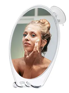 HONEYBULL Fogless Shower Mirror for Shaving - with Suction, Razor Holder & Swivel, Small Mirror, Accessories, Bathroom Holds Razors