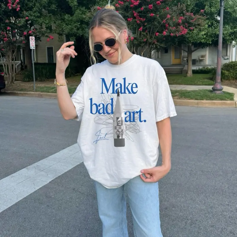 Make Bad Art Shirt, Artist Oversized Statement Tee, Streetwear Y2K Style, Vintage Aesthetic, Artsy Gift, Alt Clothing, Comfort Colors Unisex