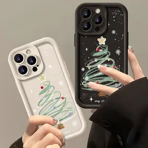 1pc Soft Christmas Tree & Snowflake Themed Fashionable Silicone TPU Smartphone Cover - Shockproof, Anti-Fall, Dirt-Resistant Protection Accessory for iPhone 17/16/15/14/13/12/11 Pro Max, XS, X