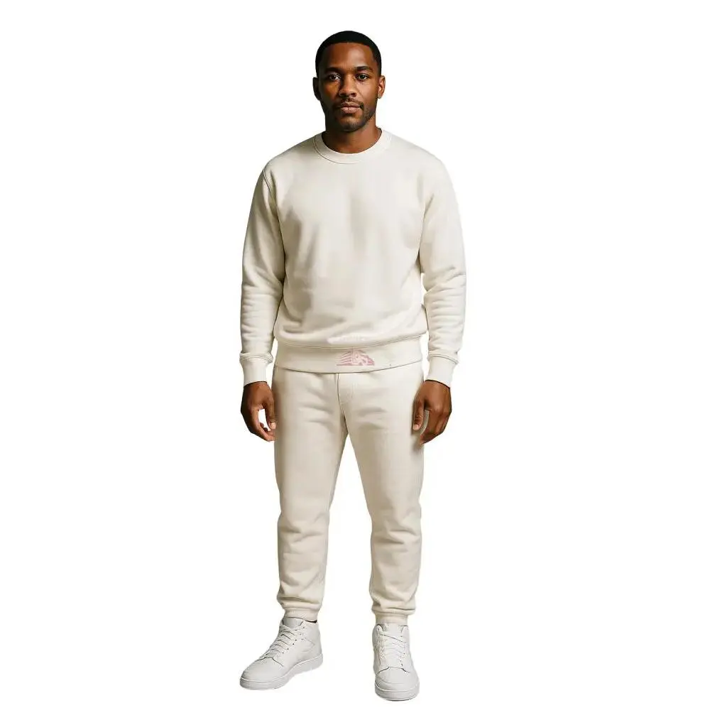 Crewneck Sweatsuit 100% Cotton w/Pockets (White)