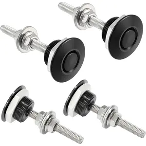 4-Pack Universal Aluminum Car Hood Pins Diameter 1.25inch Quick Lock Bumper Release Device Racing Hood Pins - Black