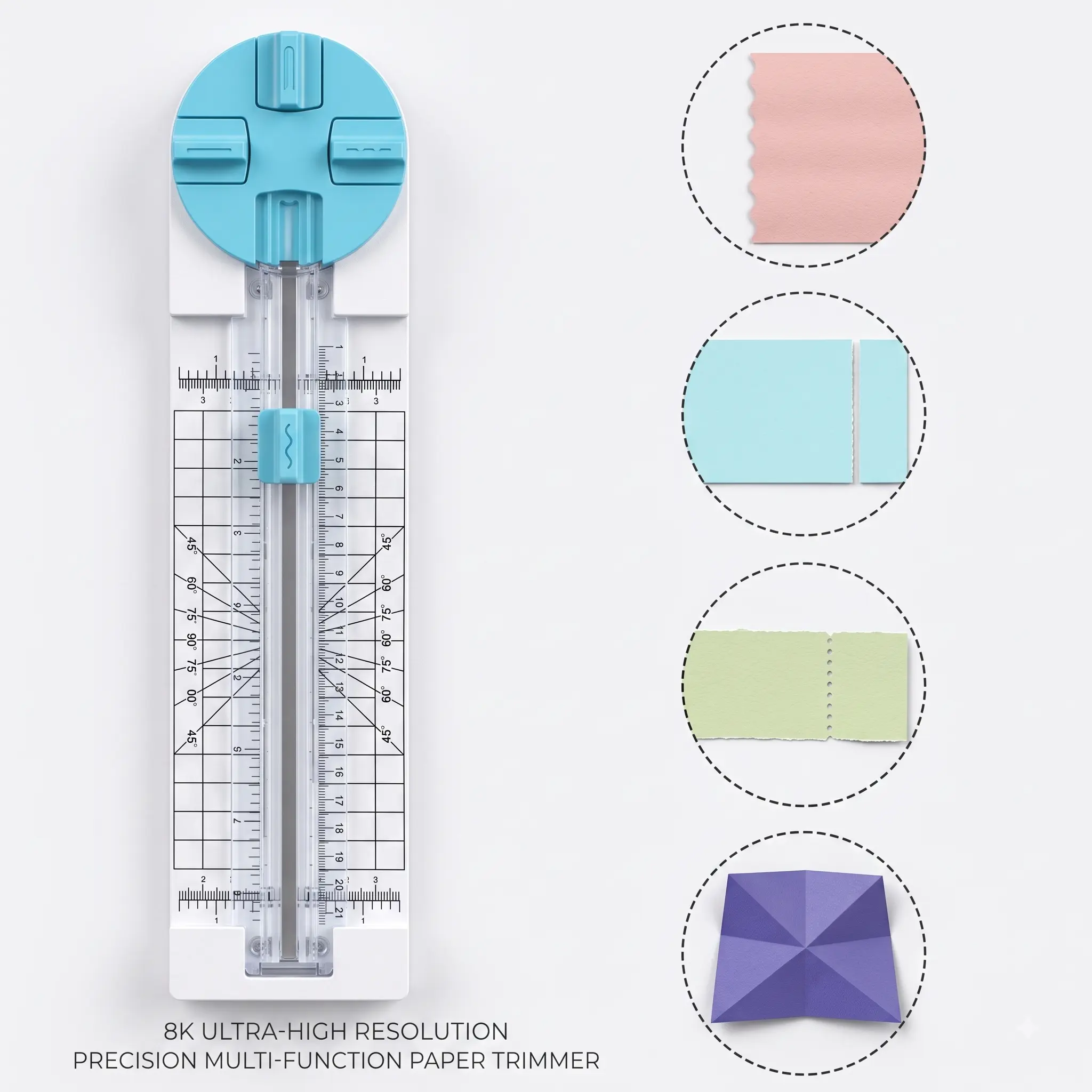 Multi-Blade 4-in-1 Craft Paper Trimmer - Rotary Dial Paper Cutter for DIY Cards, Coupon Making, Photo Cutting & Teacher Supplies