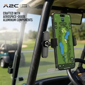 A2C Metal Phone Mount for Golf Cart, Heavy Duty Alloy Joint for Strong Hold, 360° Rotating Clip, Fits 4.7-6.5" Smartphones, Golfing Accessories Gifts for Men, Magnetic Phone Stand, Cell Phone Holder