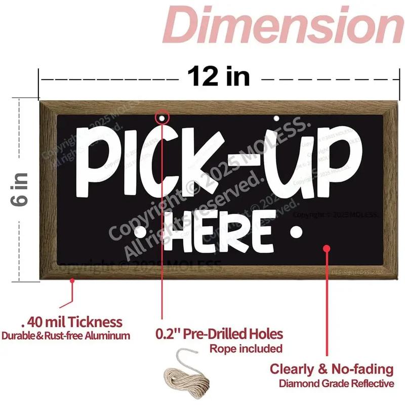 Order and Pick Up Signs - 12x6″ Order Sign for Cafe Bar Restaurant Food Truck, Durable 0.040 Aluminum - Easy to Mount/ 2 Pack Bundle with Rope